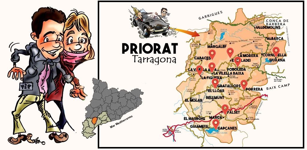bodegas, coche, mapa, montsant, paisajes, Priorat, pueblos, que ver, recorrido, ruta, Tarragona, viñedos, vino