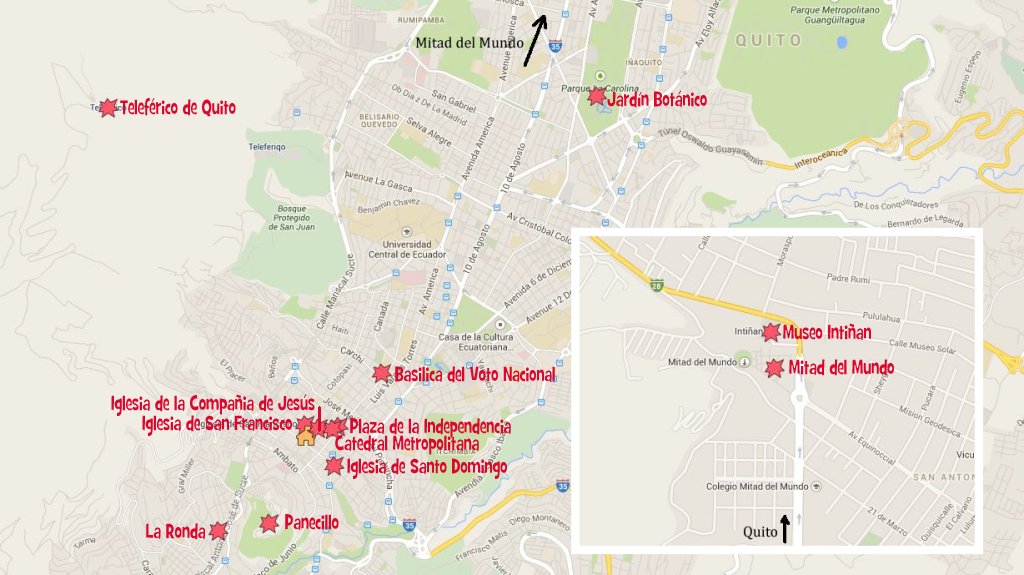 Casco Histórico, Ecuador, itinerario, lugares, mejores, miradores, Mitad del Mundo, por libre, que ver, Quito, recorrido, ruta, teleferico, transporte, visitas