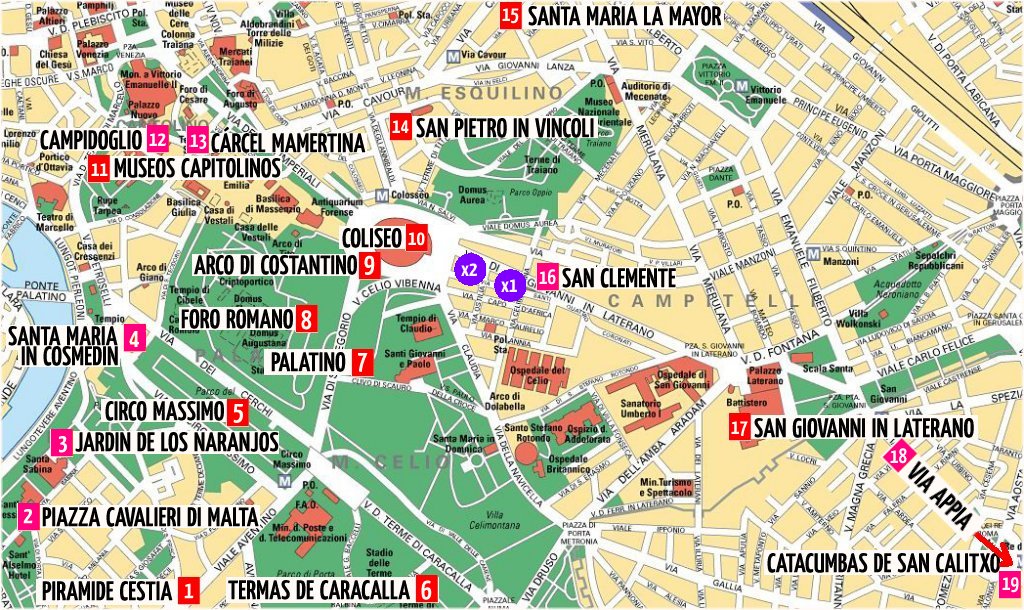 imprimir, Italia, lugares de interés, mapa, monumentos, pdf, planificando, plano, Roma, turístico, Vaticano, viaje con amigos, visitas