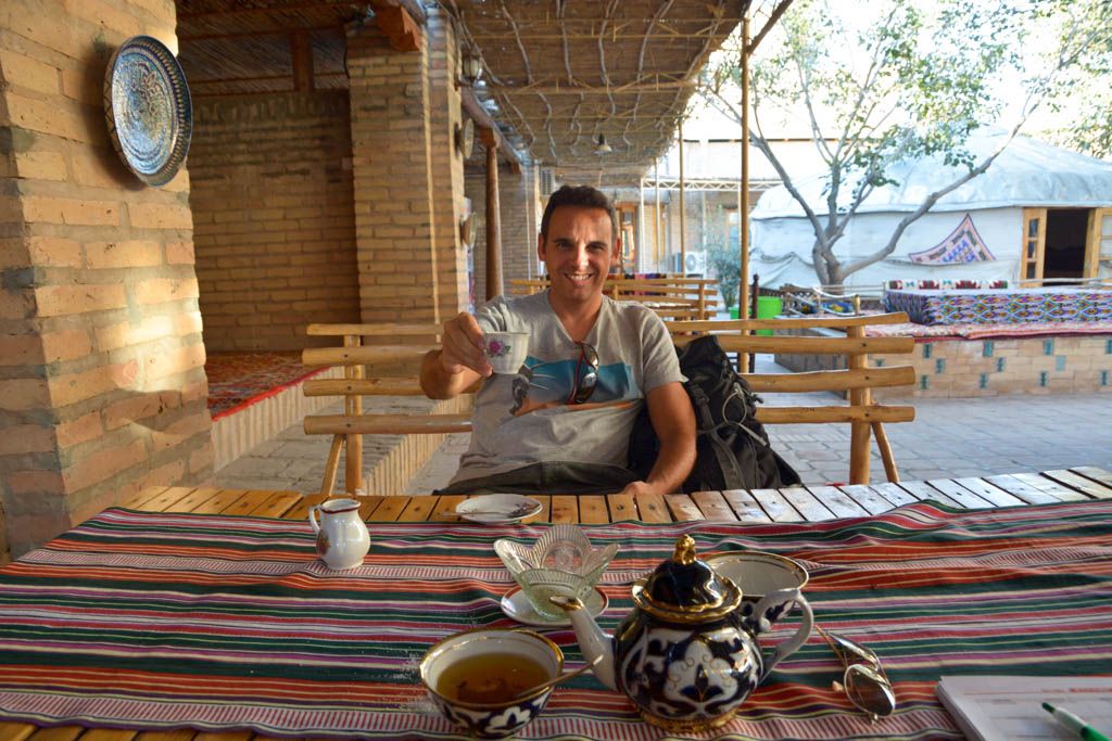 chaikana, compras, Jiva, paseo, por libre, tejados, teteria, Uzbekistan